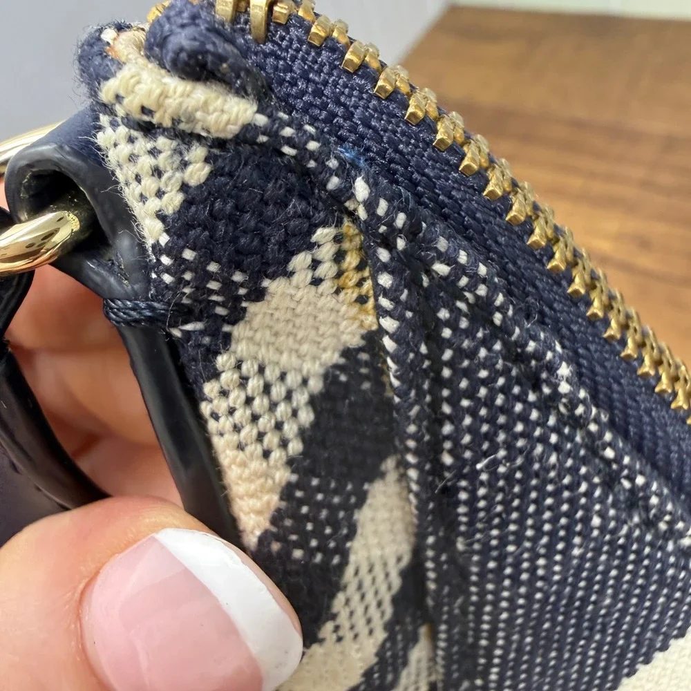 Talbots Navy & Cream Gingham Hobo Shoulder Bag